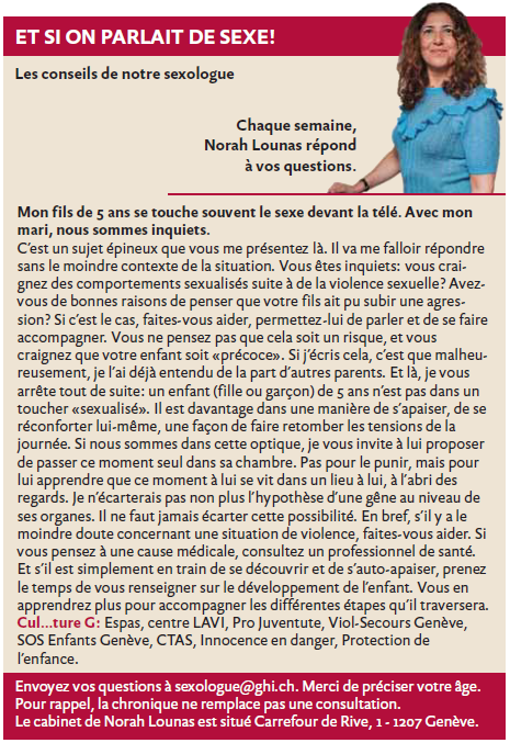 Mon enfant de 5 ans se touche le sexe